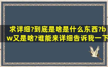 求详细?到底是啥,是什么东西?bw又是啥?谁能来详细告诉我一下最近b...