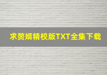 求赘婿精校版TXT全集下载