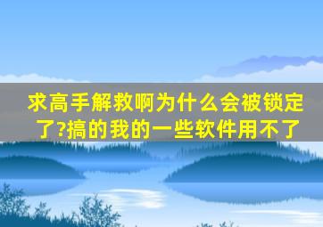 求高手解救啊。。。。为什么会被锁定了?搞的我的一些软件用不了