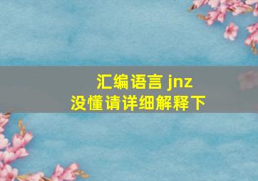 汇编语言 jnz没懂、、请详细解释下