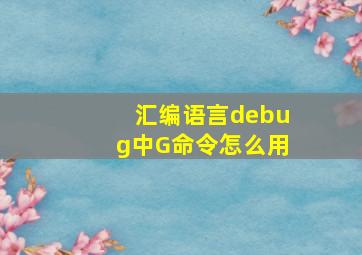 汇编语言debug中G命令怎么用