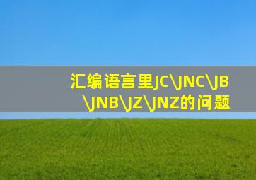 汇编语言里JC\JNC\JB\JNB\JZ\JNZ的问题