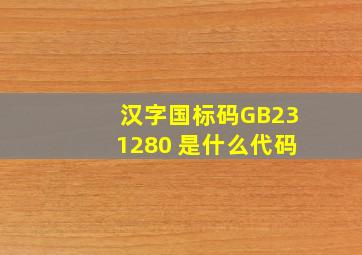 汉字国标码(GB231280) 是什么代码