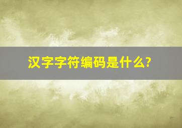 汉字字符编码是什么?