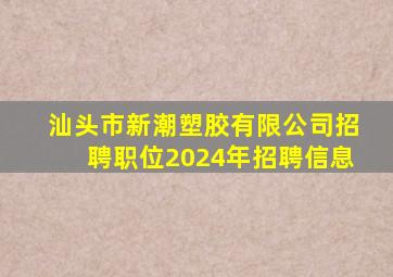 汕头市新潮塑胶有限公司招聘职位2024年招聘信息