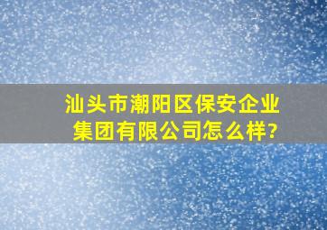 汕头市潮阳区保安企业集团有限公司怎么样?