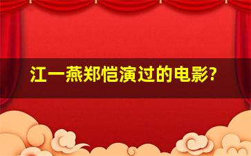 江一燕郑恺演过的电影?