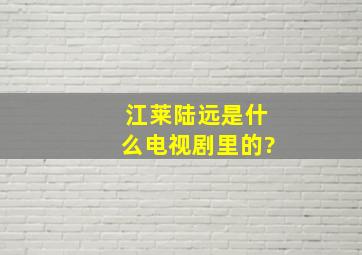 江莱陆远是什么电视剧里的?