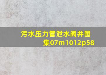 污水压力管泄水阀井图集07m1012p58