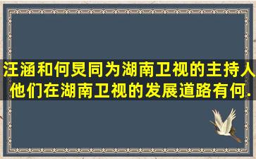 汪涵和何炅同为湖南卫视的主持人,他们在湖南卫视的发展道路有何...