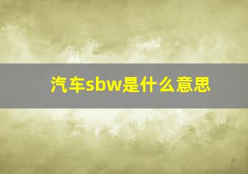 汽车sbw是什么意思