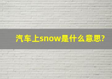 汽车上snow是什么意思?