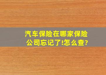 汽车保险在哪家保险公司忘记了!怎么查?