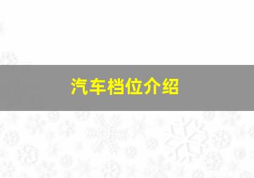 汽车档位介绍