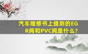 汽车维修书上提到的EGR阀和PVC阀是什么?