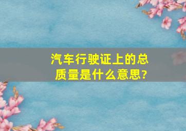 汽车行驶证上的总质量是什么意思?