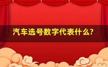 汽车选号数字代表什么?