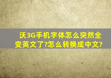 沃3G手机,字体怎么突然全变英文了?怎么转换成中文?