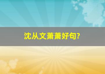 沈从文《萧萧》好句?