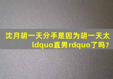 沈月胡一天分手是因为胡一天太“直男”了吗?