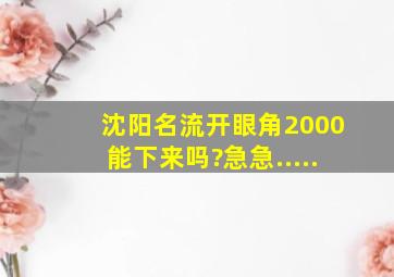 沈阳名流开眼角2000能下来吗?急急.....