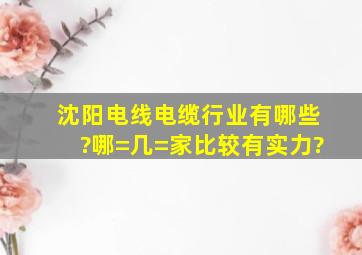 沈阳电线电缆行业有哪些?哪=几=家比较有实力?