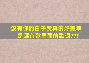 没有你的日子我真的好孤单是哪首歌里面的歌词???