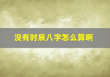 没有时辰八字怎么算啊