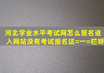 河北学业水平考试网怎么报名,进入网站没有考试报名这=一=栏呀