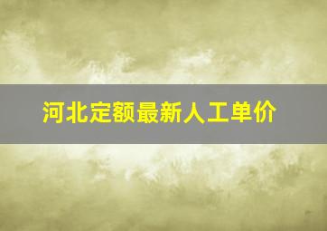 河北定额最新人工单价