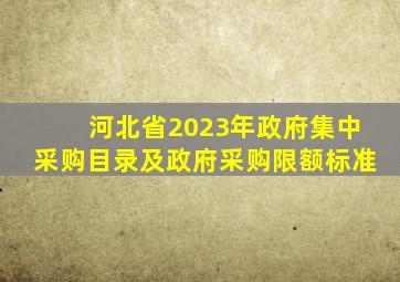 河北省2023年政府集中采购目录及政府采购限额标准