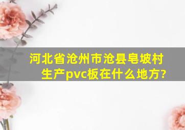 河北省沧州市沧县皂坡村生产pvc板在什么地方?