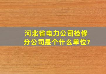 河北省电力公司检修分公司是个什么单位?