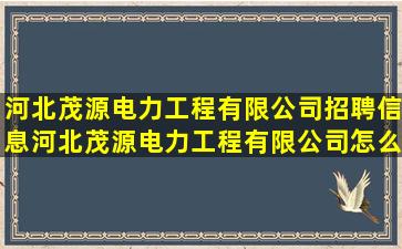 河北茂源电力工程有限公司招聘信息,河北茂源电力工程有限公司怎么样?