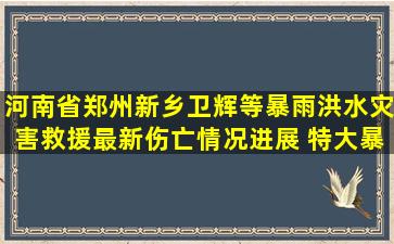 河南省郑州新乡卫辉等暴雨洪水灾害救援最新伤亡情况进展 特大暴雨...