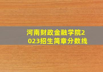 河南财政金融学院2023招生简章分数线