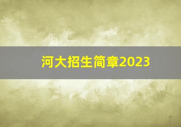 河大招生简章2023