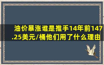 油价暴涨,谁是推手14年前147.25美元/桶,他们用了什么理由