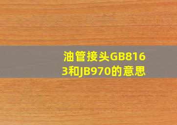 油管接头GB8163和JB970的意思