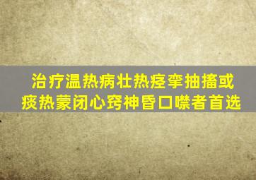 治疗温热病壮热,痉挛抽搐,或痰热蒙闭心窍,神昏口噤者,首选()