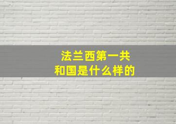 法兰西第一共和国是什么样的(