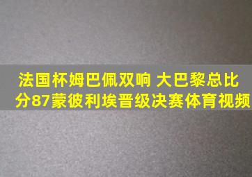 法国杯姆巴佩双响 大巴黎总比分87蒙彼利埃晋级决赛体育视频