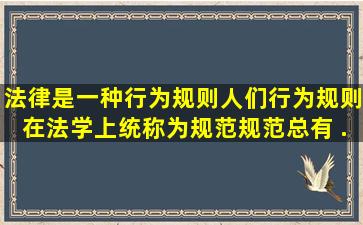 法律是一种行为规则,人们行为规则在法学上统称为规范,规范总有( )...