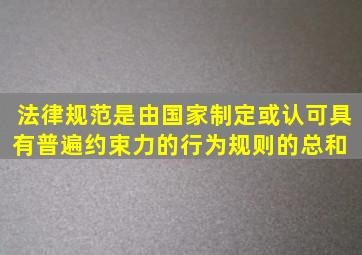 法律规范是由国家制定或认可,具有普遍约束力的行为规则的总和( )。