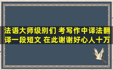 法语大师级别们 考写作中译法翻译一段短文 在此谢谢好心人十万火急