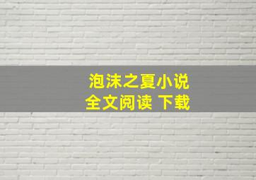 泡沫之夏小说全文阅读 下载