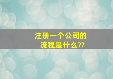 注册一个公司的流程是什么??