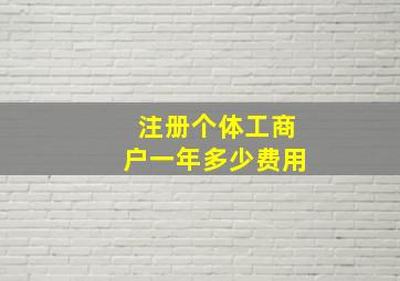 注册个体工商户一年多少费用