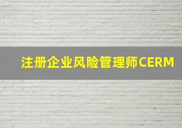 注册企业风险管理师CERM