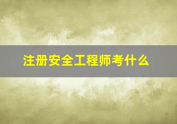 注册安全工程师考什么